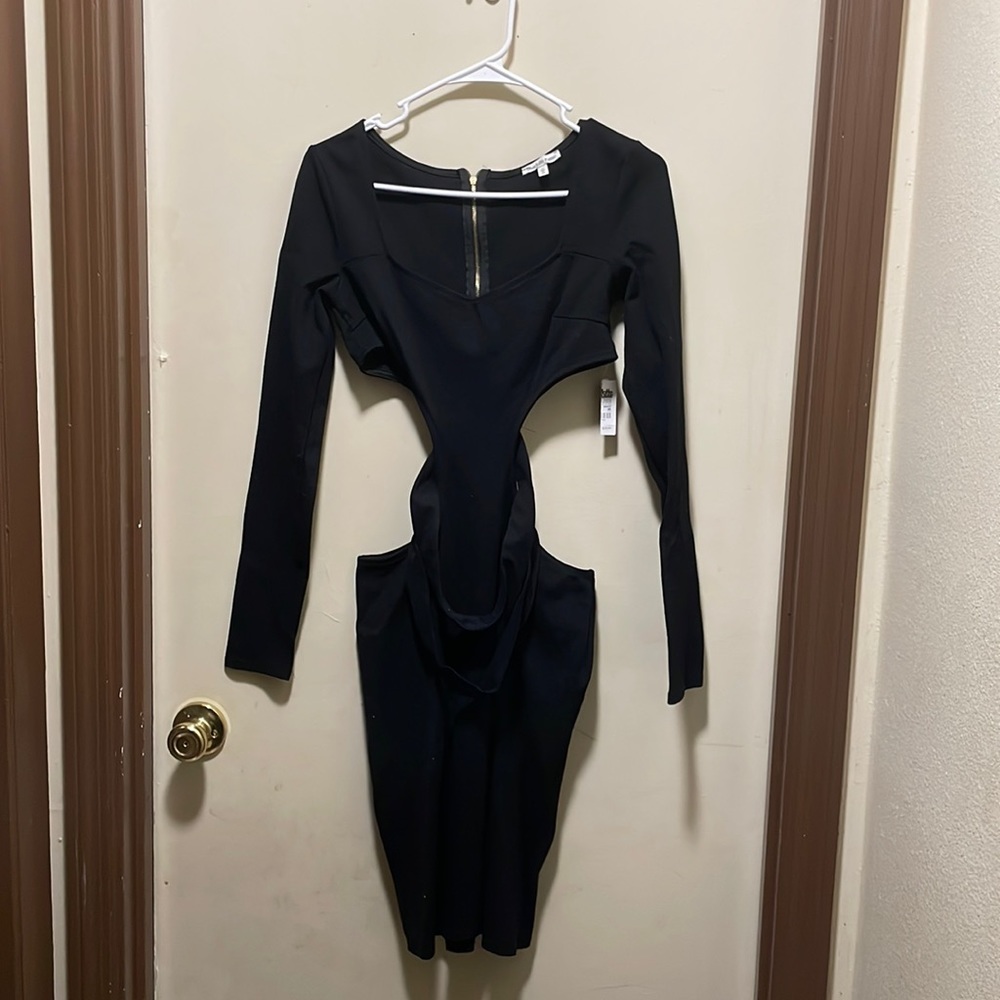 Black long sleeve cut out dress